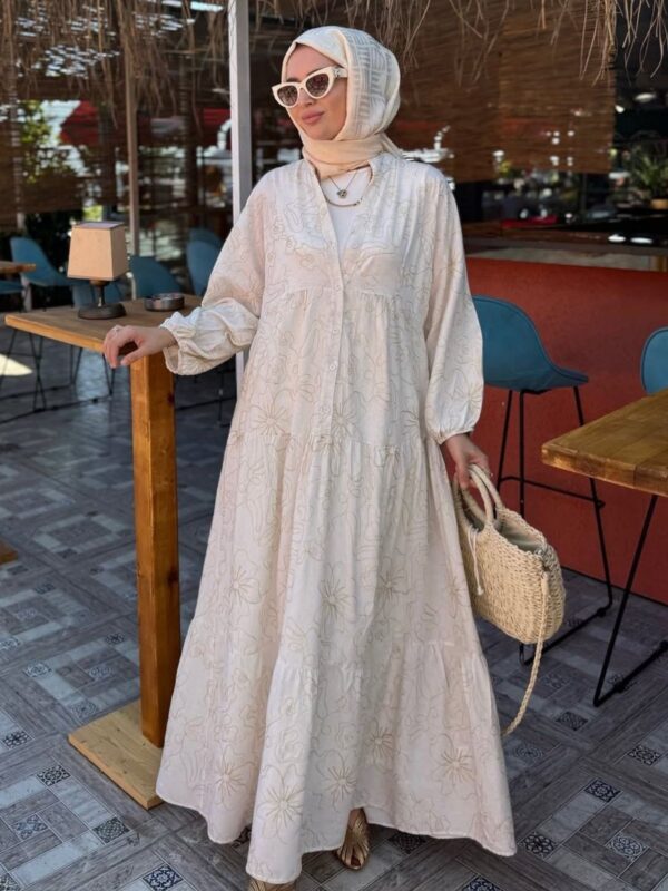 Keten Linen Breeze  Elbise- Bej