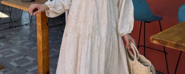 Keten Linen Breeze  Elbise- Bej