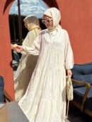 Keten Linen Breeze  Elbise- Bej
