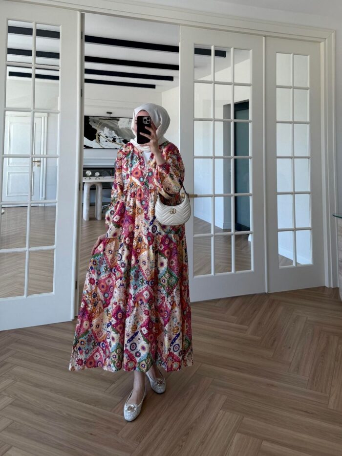 Freza Mango Çiçek Elbise - Pembe - Görsel 2
