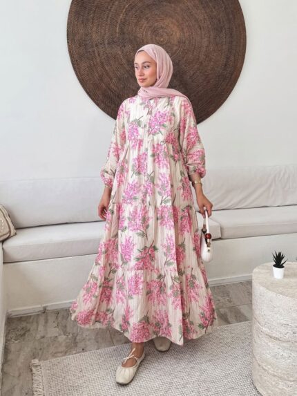 Floral Grace  Elbise BÜYÜK BEDEN  -Pamuk Şekeri