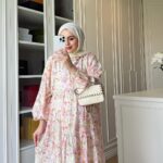 Eleya Çiçek Harmanı Elbise- Krem