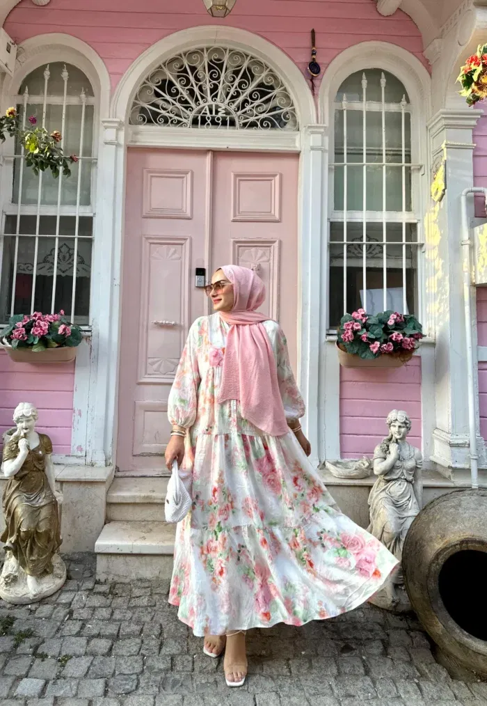 Gül Bahçesi Maxi Elbise- Lila