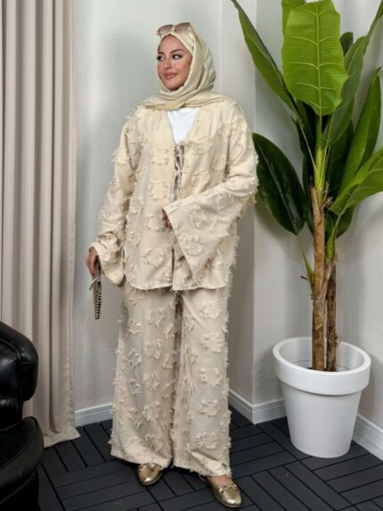Hola Motif Desen İkili Takım TK100146 - Bej