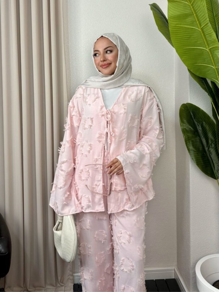 Hola Motif Desen İkili Takım TK100147 - Gül Pembe - Görsel 2