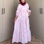 Lola Motif Desen Elbise L10085 BÜYÜK BEDEN - Pembe Rüya