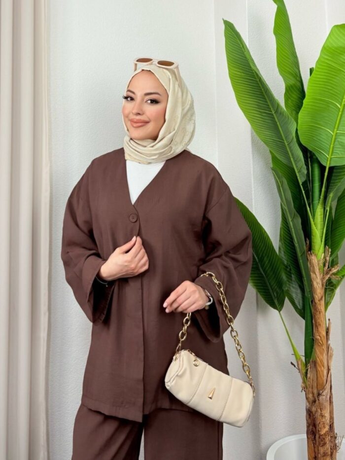 Lusya Tensel İkili Takım TK100152 - Kestane Kahve - Görsel 2