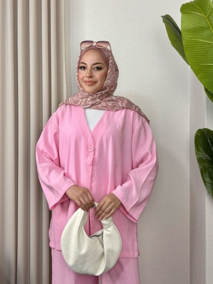 Lusya Tensel İkili Takım TK100157 -  Pudra Pembe - Görsel 2