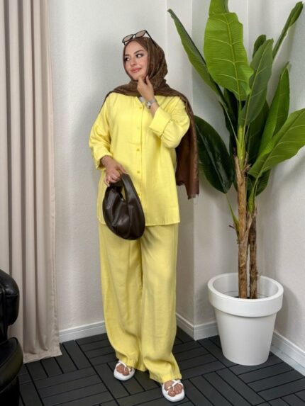 Aisha Gömlek İkili Takım TK100159 - Limon Sarı