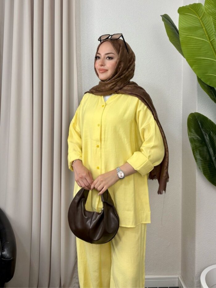 Aisha Gömlek İkili Takım TK100159 - Limon Sarı - Görsel 2