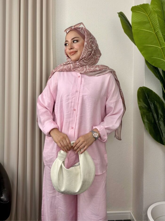 Aisha Gömlek İkili Takım TK100160 -  Toz Pembe - Görsel 2