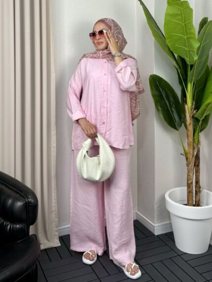 Aisha Gömlek İkili Takım TK100160 -  Toz Pembe