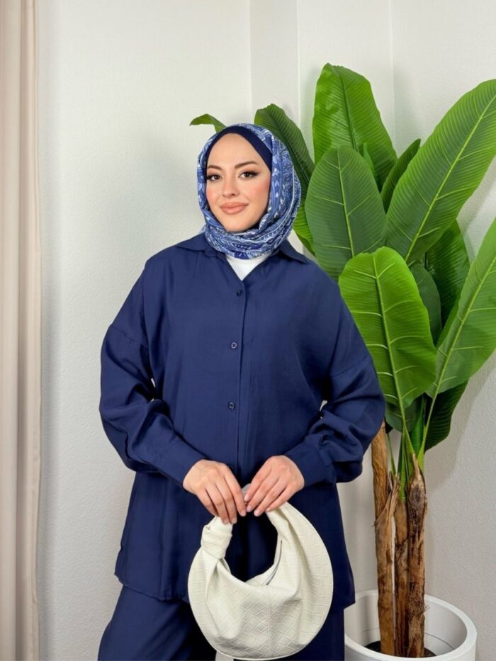 Aisha Gömlek İkili Takım TK100163 -  Lacivert - Görsel 2