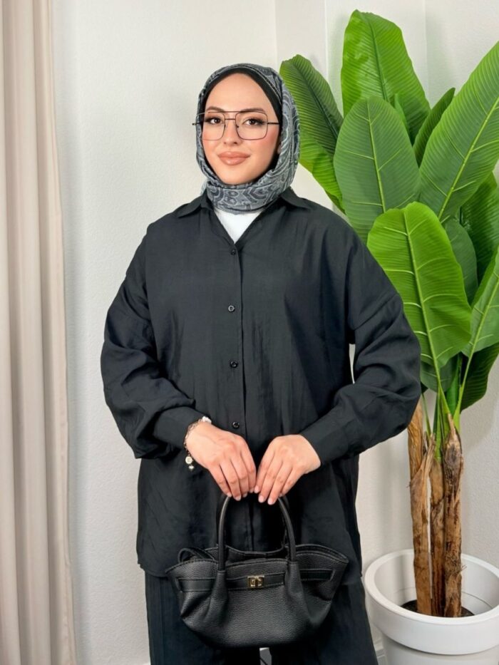 Aisha Gömlek İkili Takım TK100164 - Siyah - Görsel 2