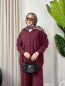 Aisha Gömlek İkili Takım TK100165 - Vişne