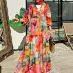 Seren Batik Çiçek Elbise L100202 - Pastel