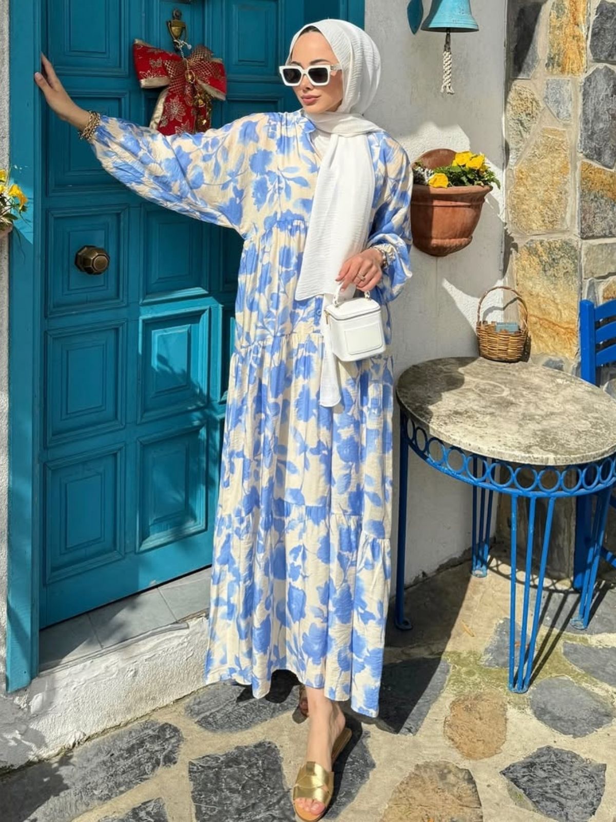Asel Desen Elbise L100206 - Maviş