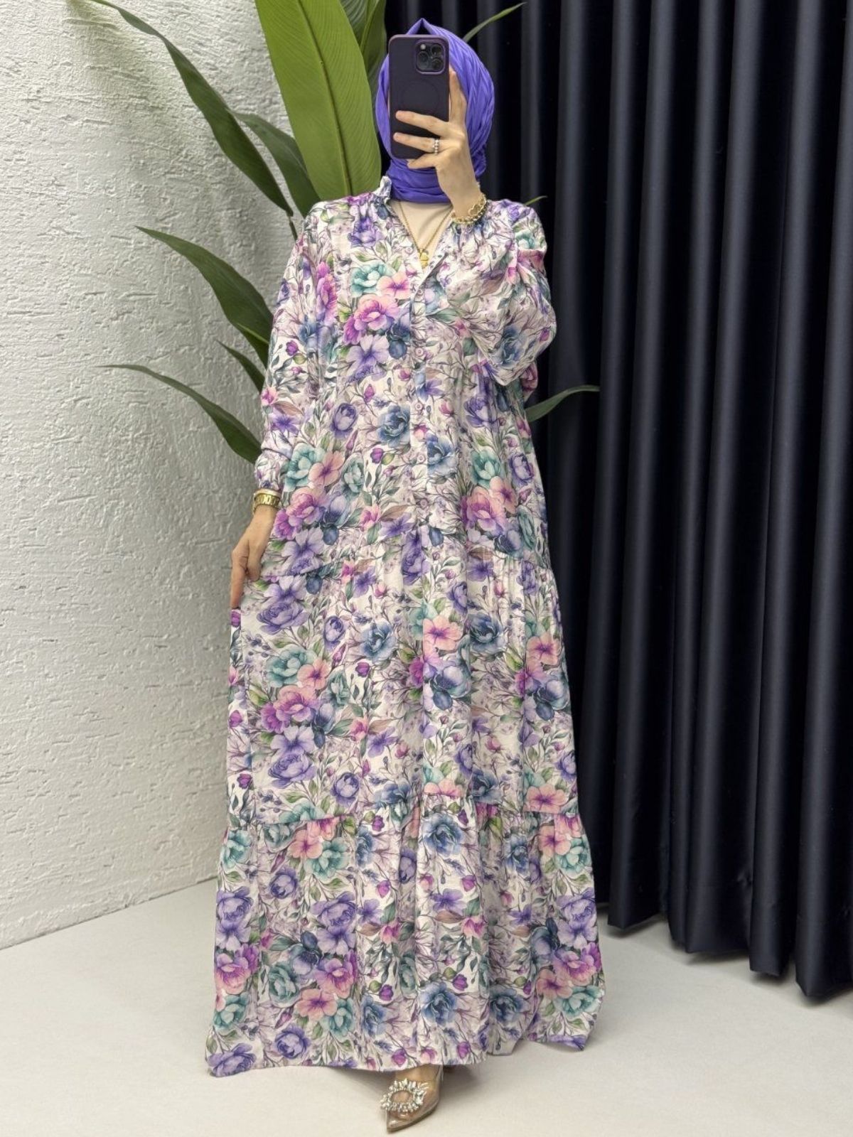Jasmine Çiçek Bahçesi Elbise ELB100231 - Lavanta