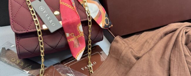 Vakko Bordo Fular Çanta