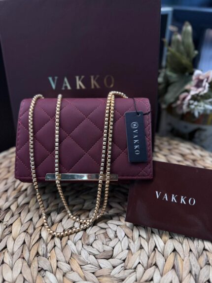 Vakko Zincir Askılı Çanta- Bordo
