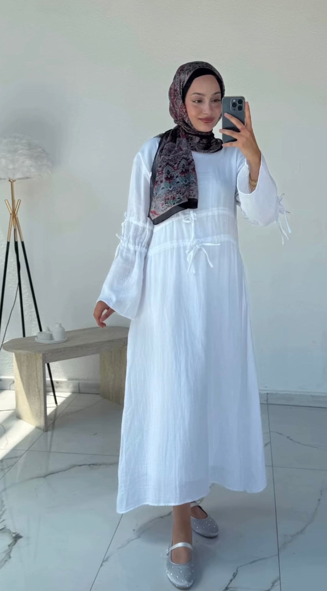 Solera Müslin Elbise L100216 - Beyaz ( Astarlı )