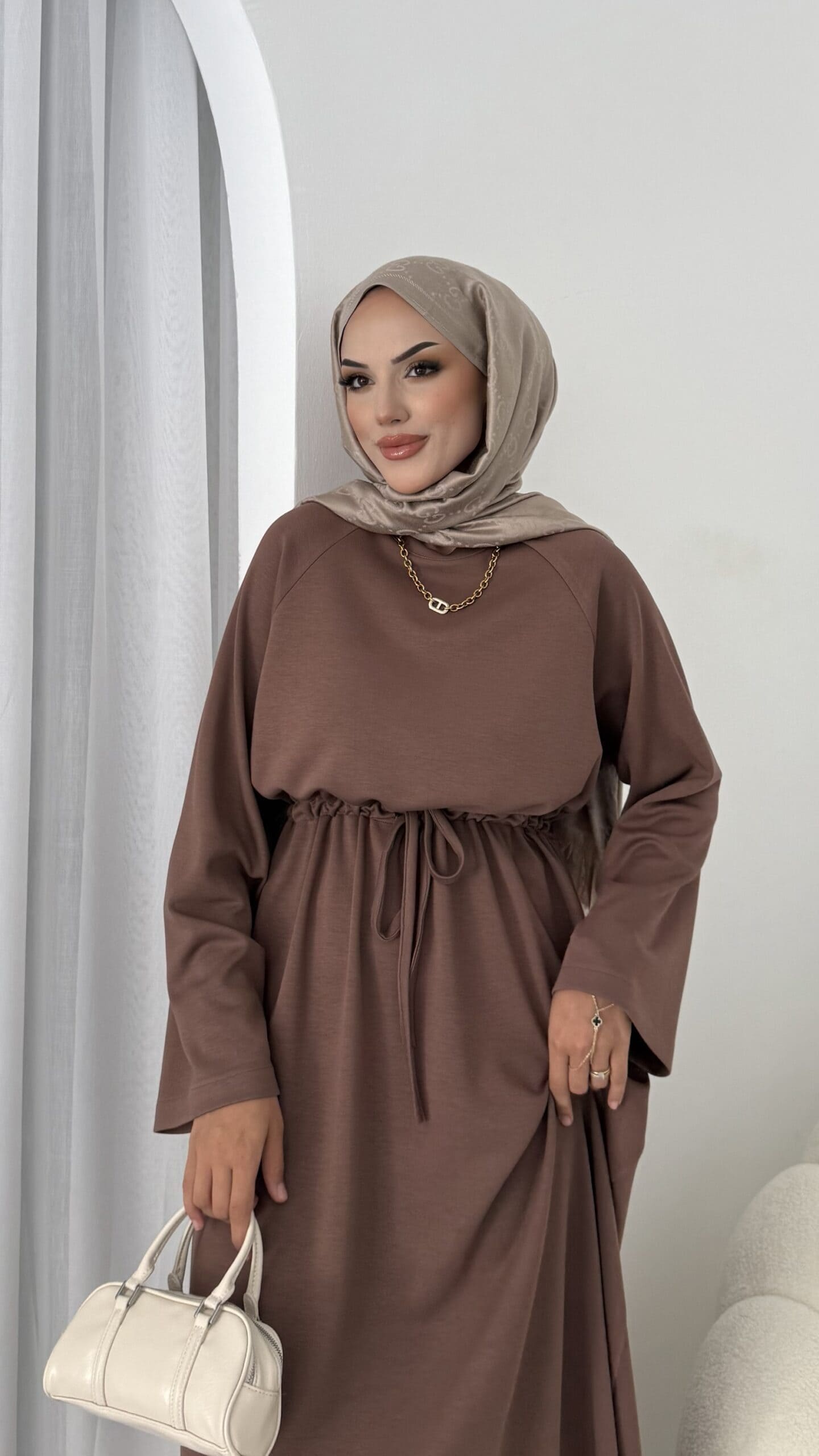 Oysho Elbise L100221 - Kahve - Görsel 2