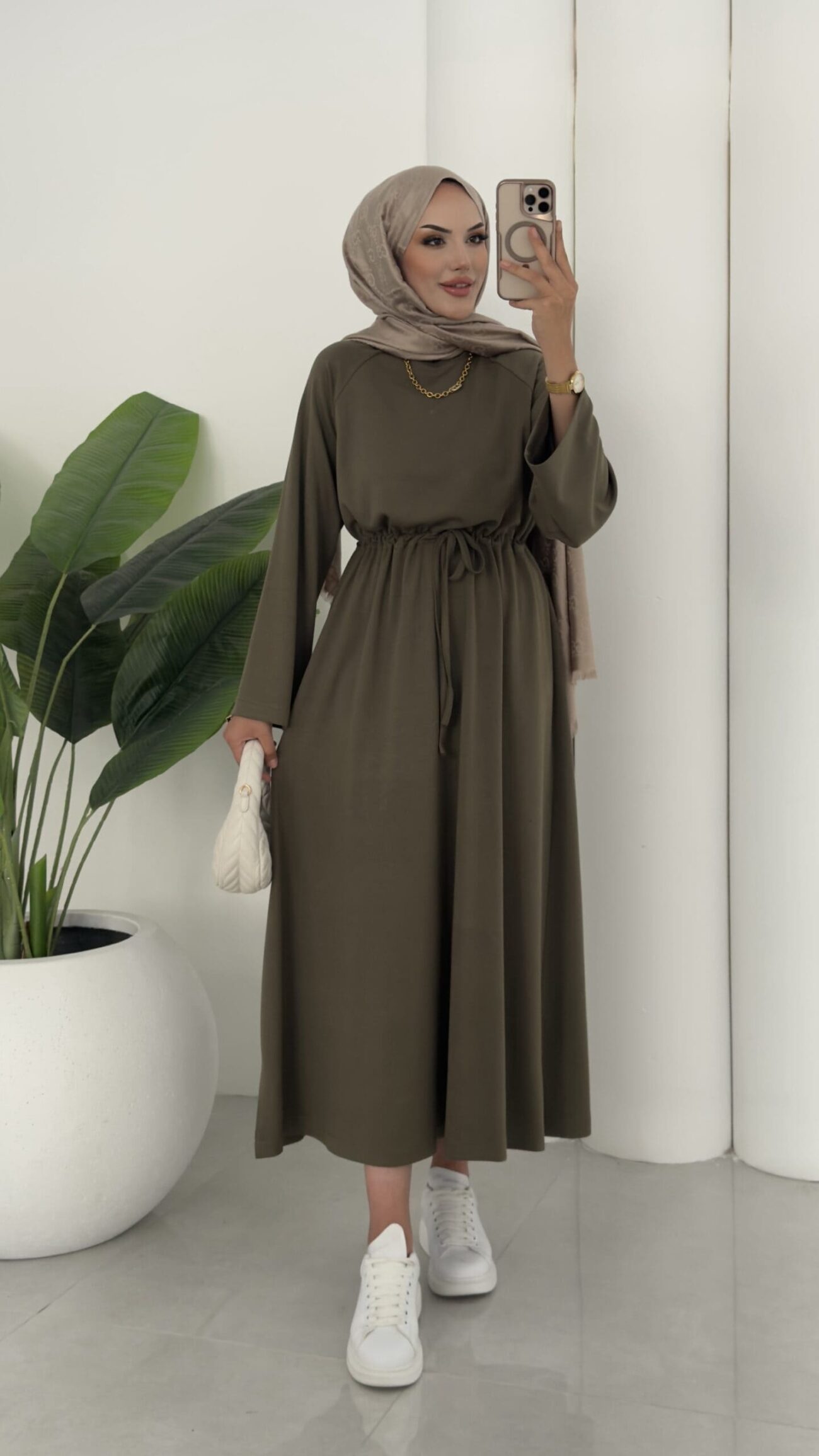 Oysho Elbise L100221 - Haki - Görsel 3