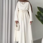 Oysho Elbise L100221 - Beyaz İnci
