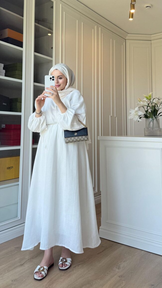 Perla Elbise  L100200 - Beyaz (Astarlı)