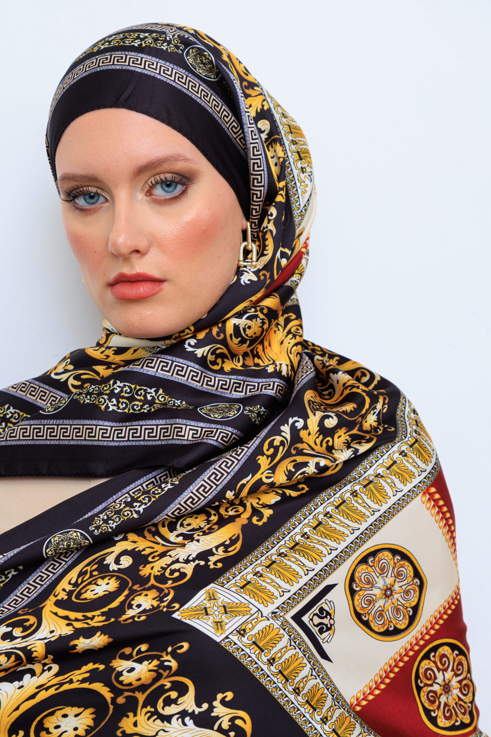 VERSACE VUAL İPEK ŞAL- 344456-SİYAH BORDO - Görsel 2