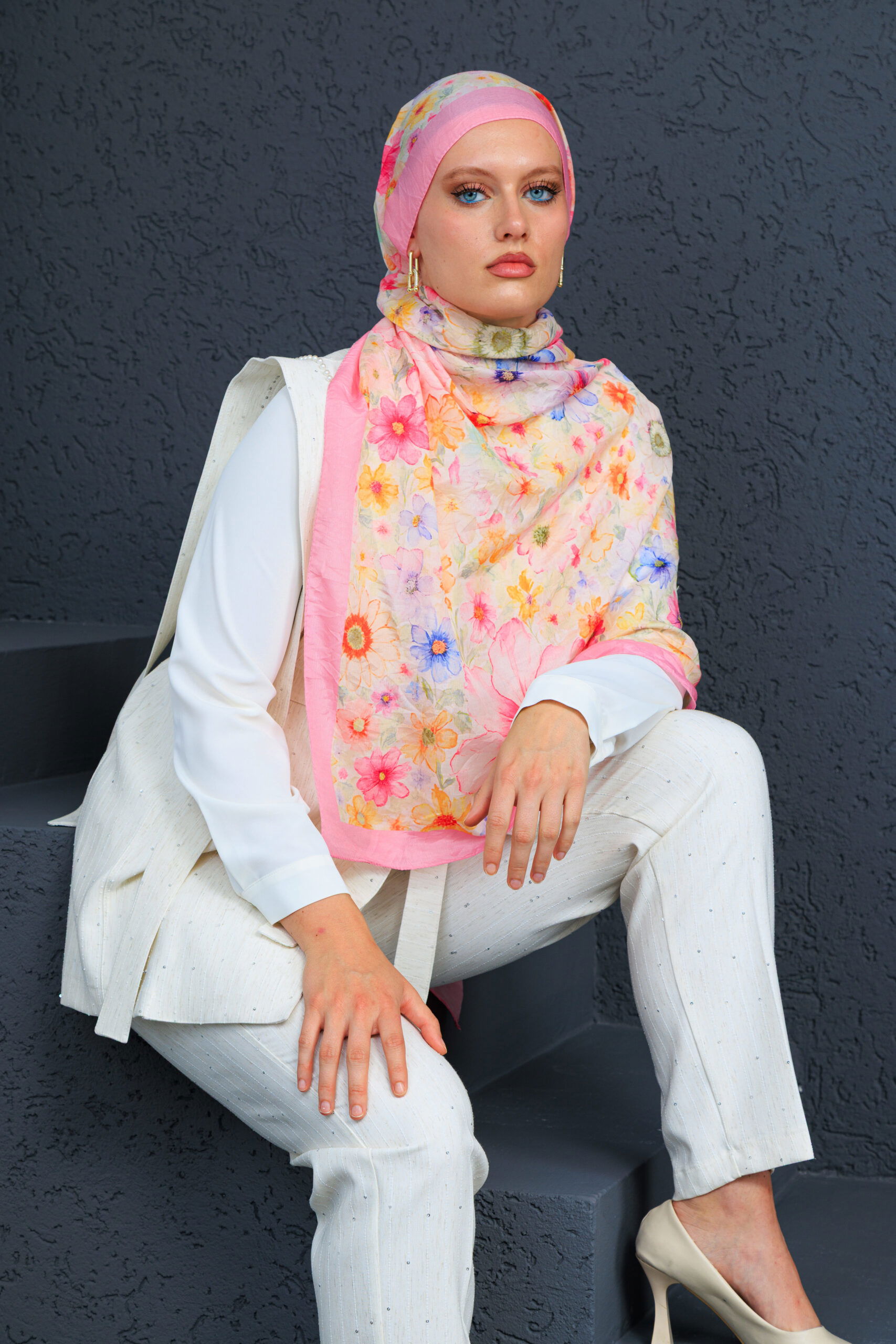 Eleya Şal Serisi - 469-008 - V- 2 - Pamuk Şekeri - Görsel 4