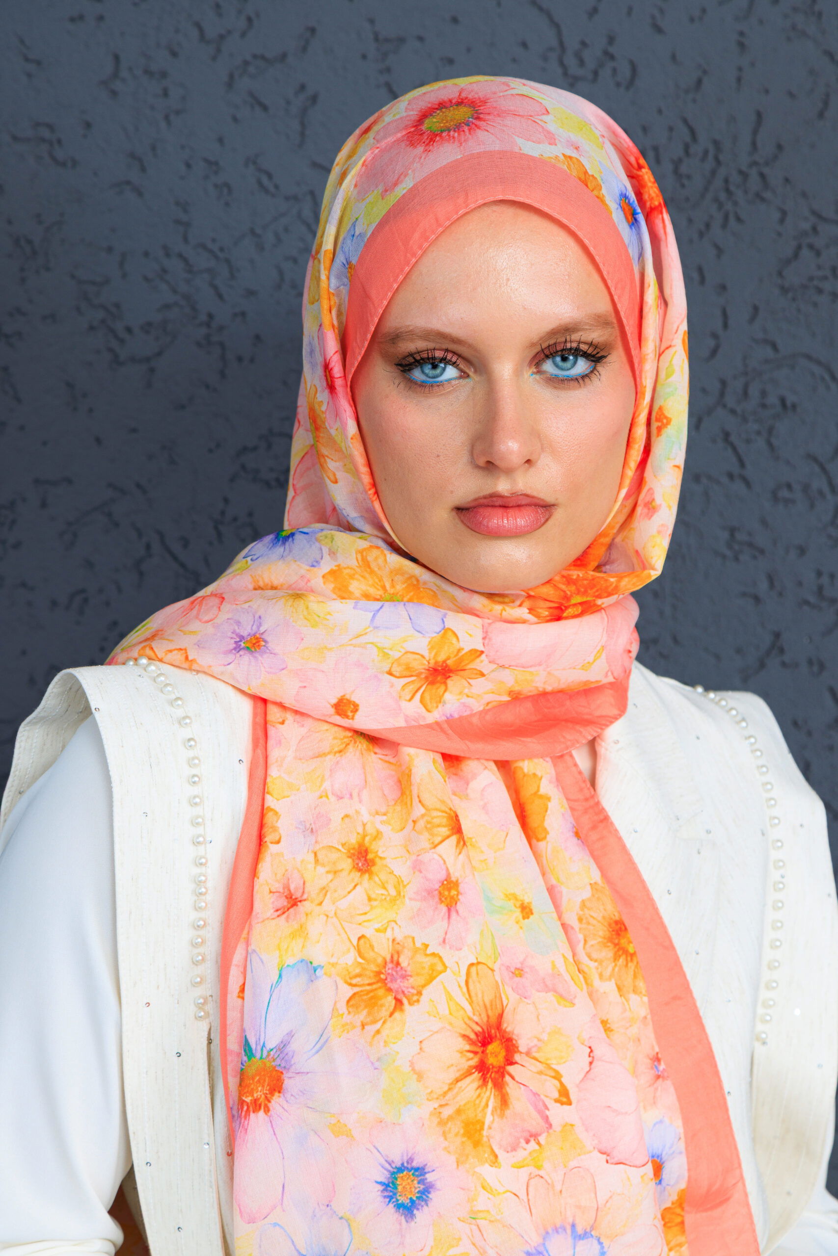 Eleya Şal Serisi - 469-008 - V- 5 - Portakal - Görsel 2