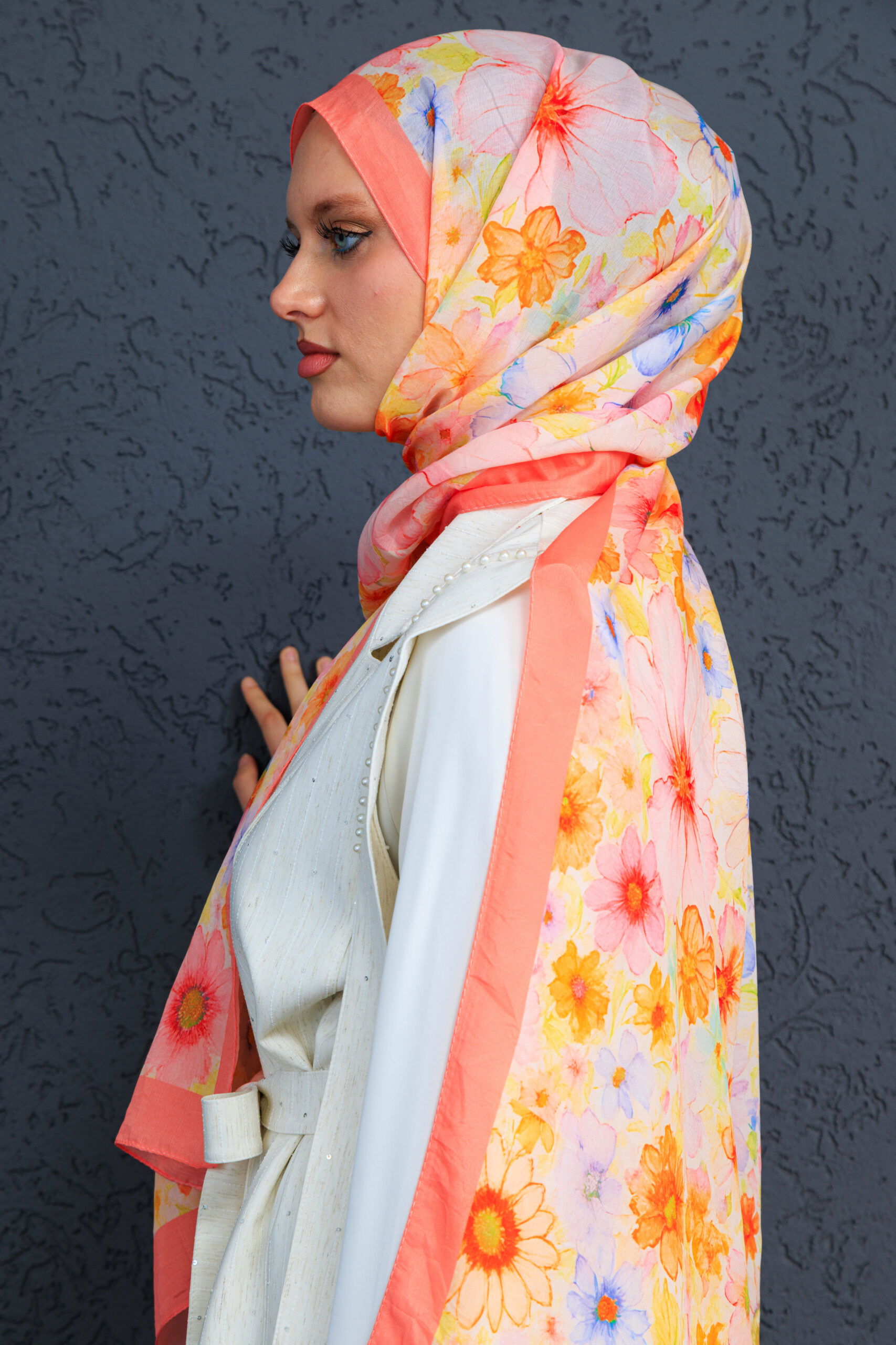 Eleya Şal Serisi - 469-008 - V- 5 - Portakal - Görsel 3