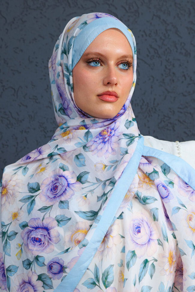 Eleya Şal Serisi - 469-008 - V- 6 - Gök Mavi