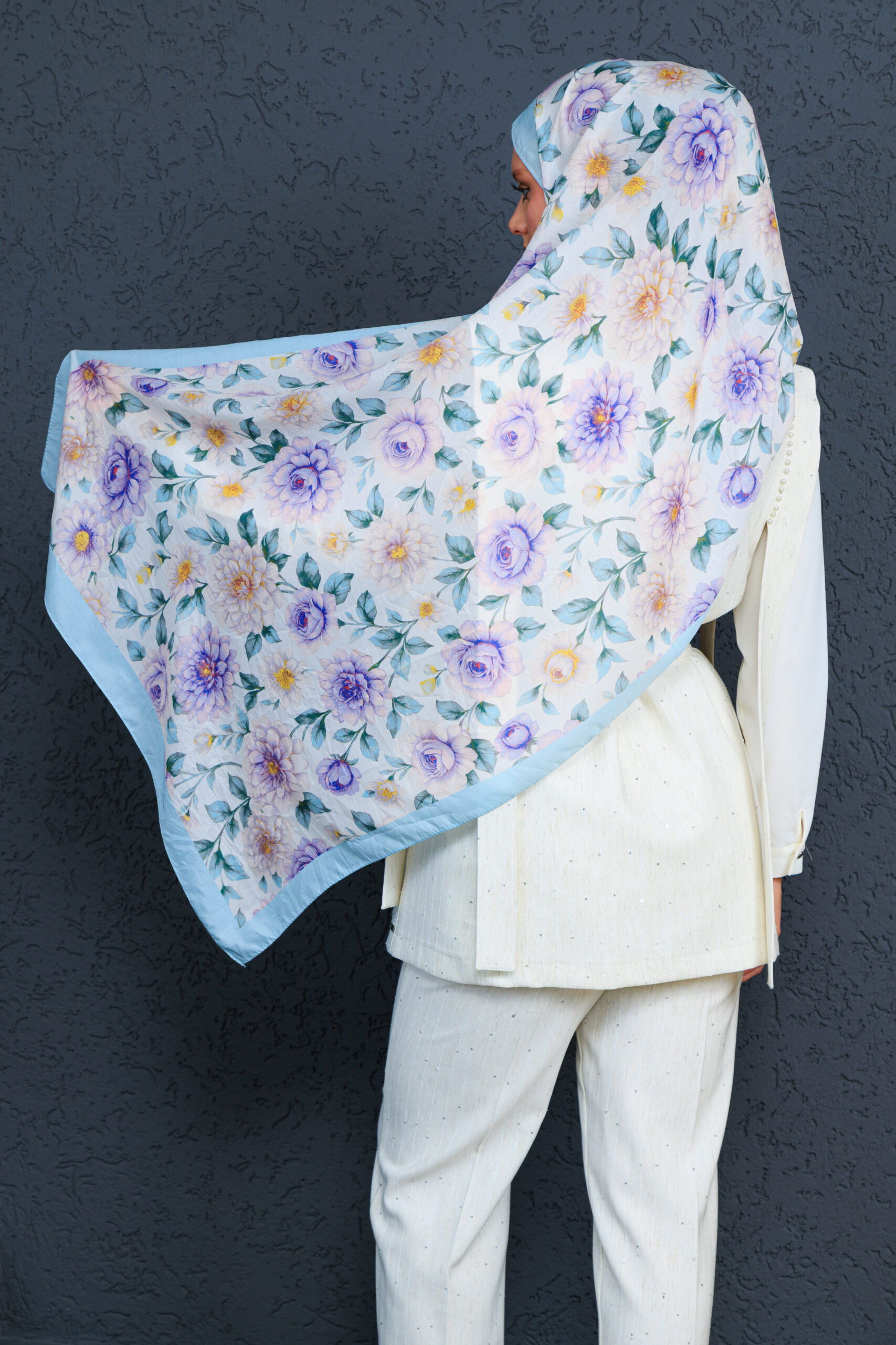 Eleya Şal Serisi - 469-008 - V- 6 - Gök Mavi - Görsel 3