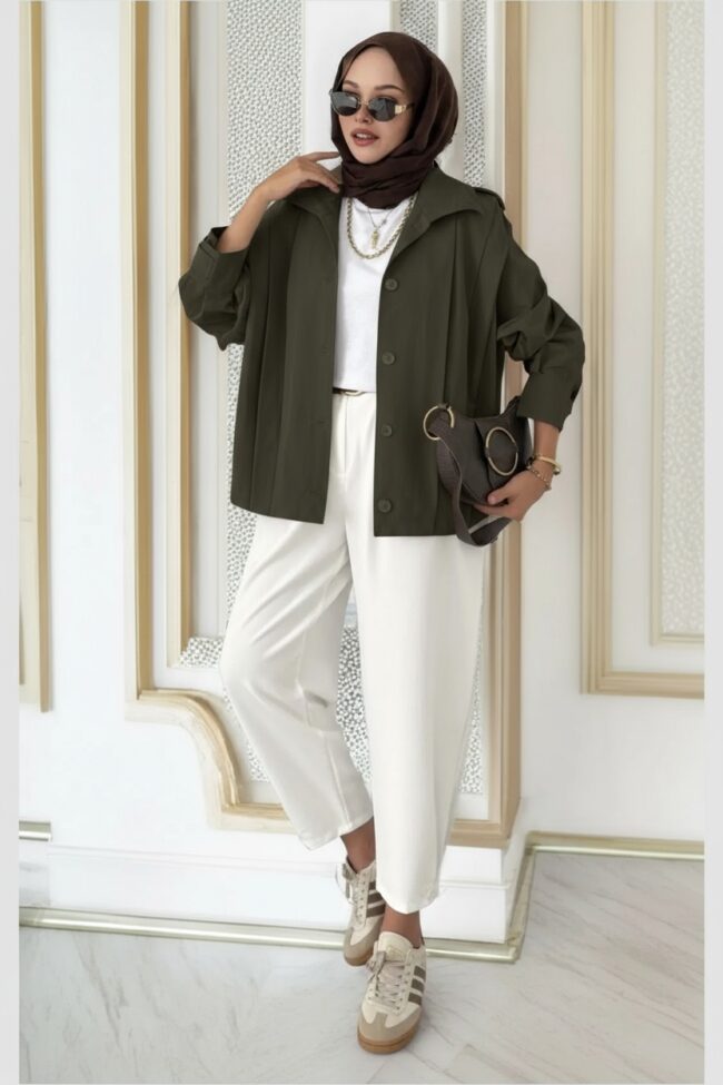 Zara Bomber Trençkot  DŞ100237 - Koyu Haki