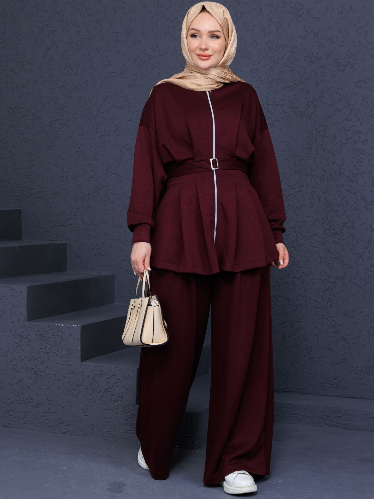 Premium Oysho Elina  İkili Takım TK100246  - Bordo