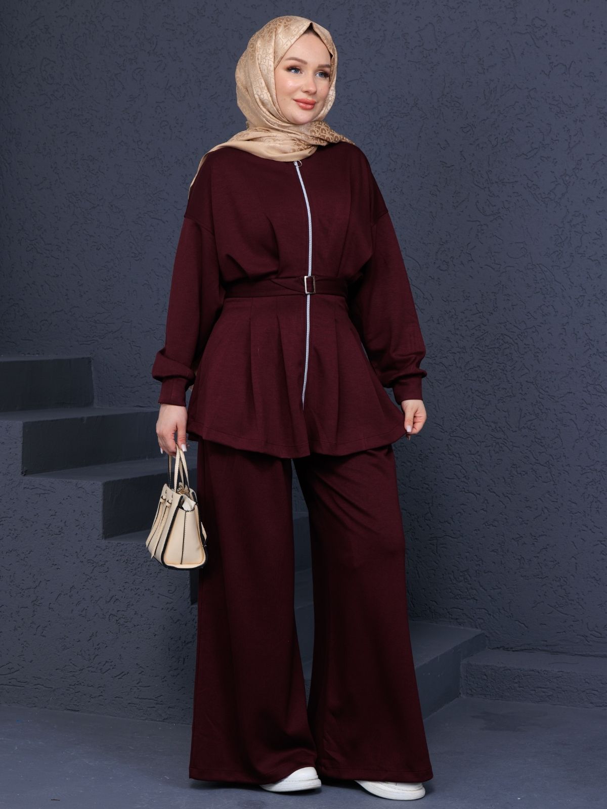 Premium Oysho Elina  İkili Takım TK100246  - Bordo - Görsel 3