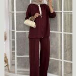 Oysho Fermuarlı Basic İkili Takım BÜYÜK BEDEN  TK2962  - Bordo