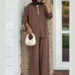 Oysho Fermuarlı Basic İkili Takım BÜYÜK BEDEN TK2962   - Karamel