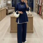 Premium Oysho Düğmeli  İkili Takım TK2968  -  Lacivert