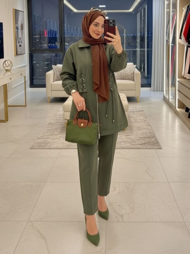 Premium Oysho Elin İkili Takım TK100254 - Haki