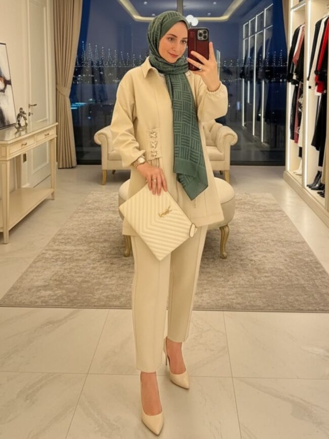 Premium Oysho Elin İkili Takım TK100254 - Bej