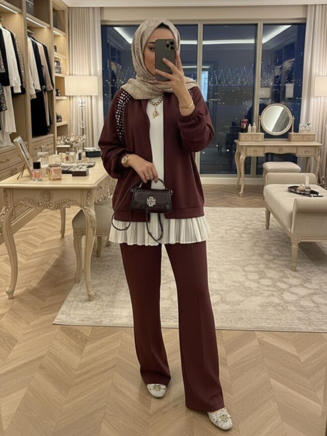 Kai Oysho Taşlı Bomber İkili Takım TK100247  - Bordo