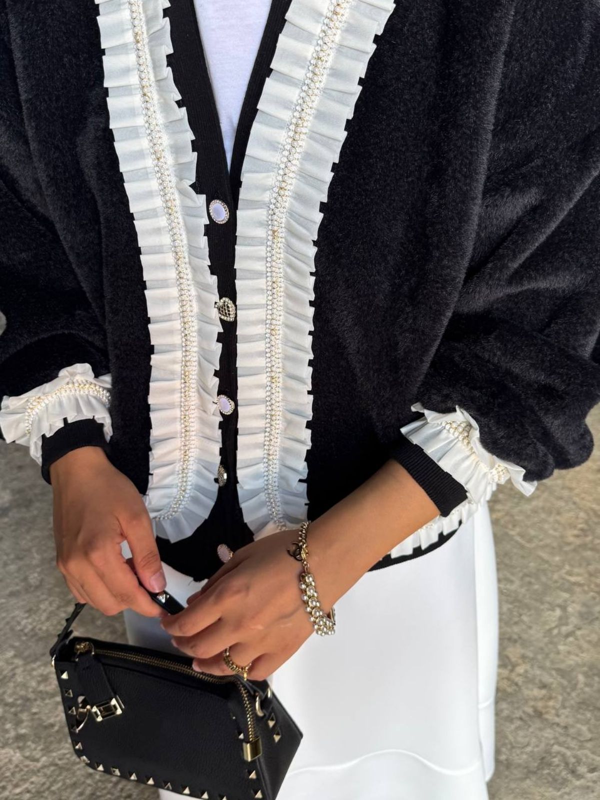 Zerian Angora Fırfır Detay Hırka  HRK100261 - Siyah - Görsel 2