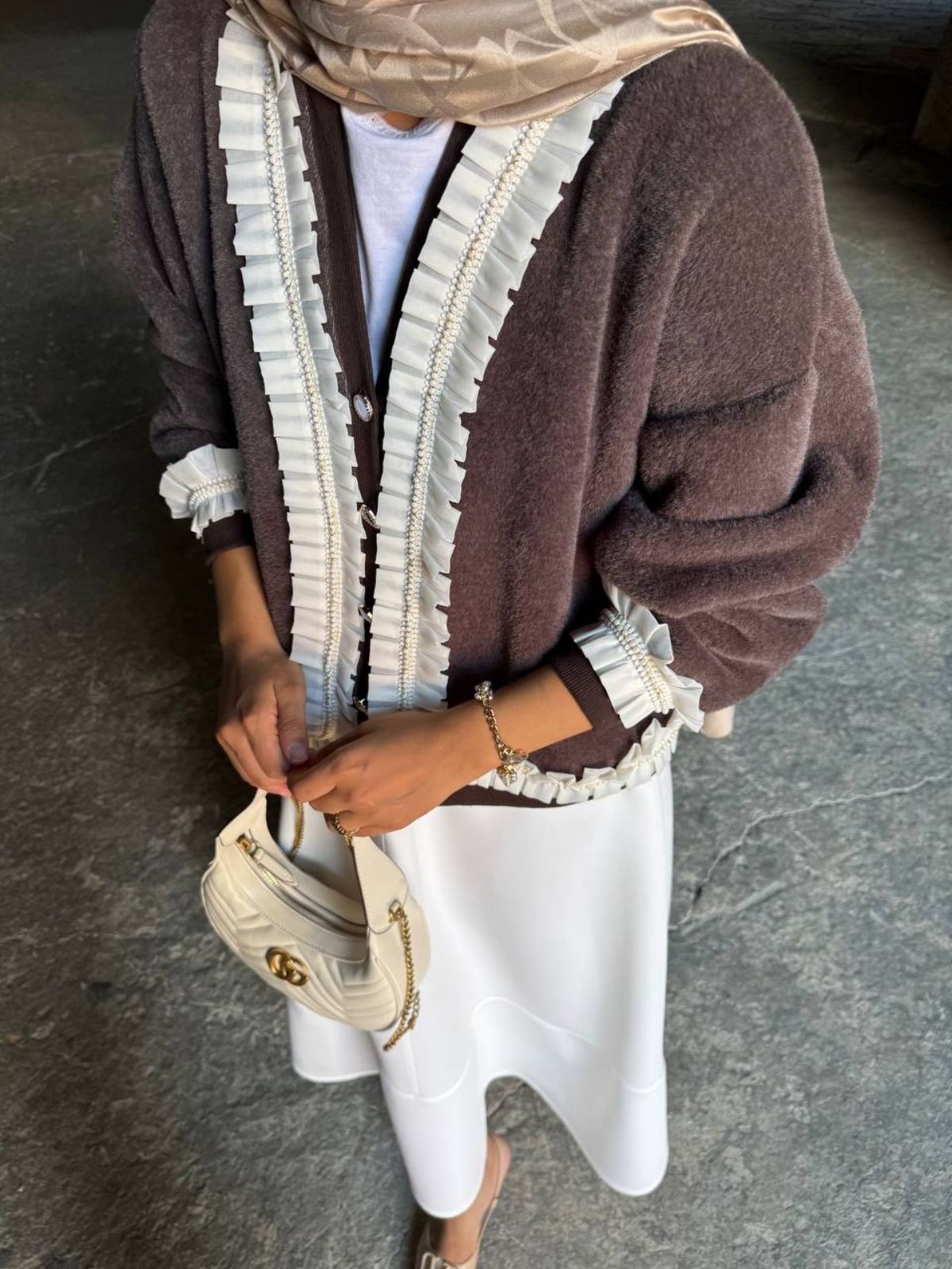 Zerian Angora Fırfır Detay Hırka  HRK100261 - Acı Kahve - Görsel 2