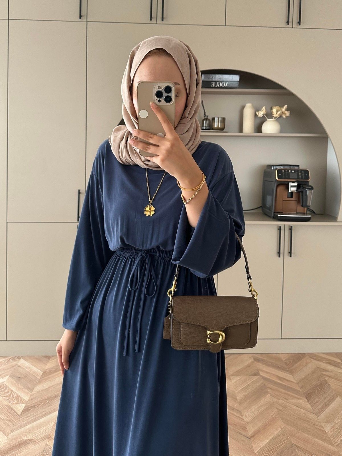 Liona Modal Elbise BÜYÜK BEDEN L100261 – Lacivert - Görsel 3