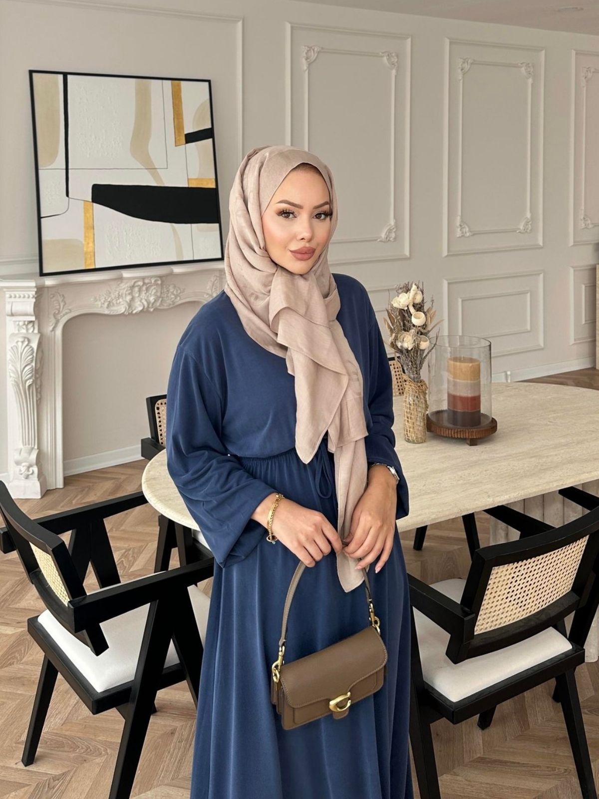 Liona Modal Elbise BÜYÜK BEDEN L100261 – Lacivert - Görsel 4