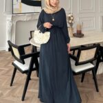 Liona Modal Elbise BÜYÜK BEDEN L100261 – Antrasit
