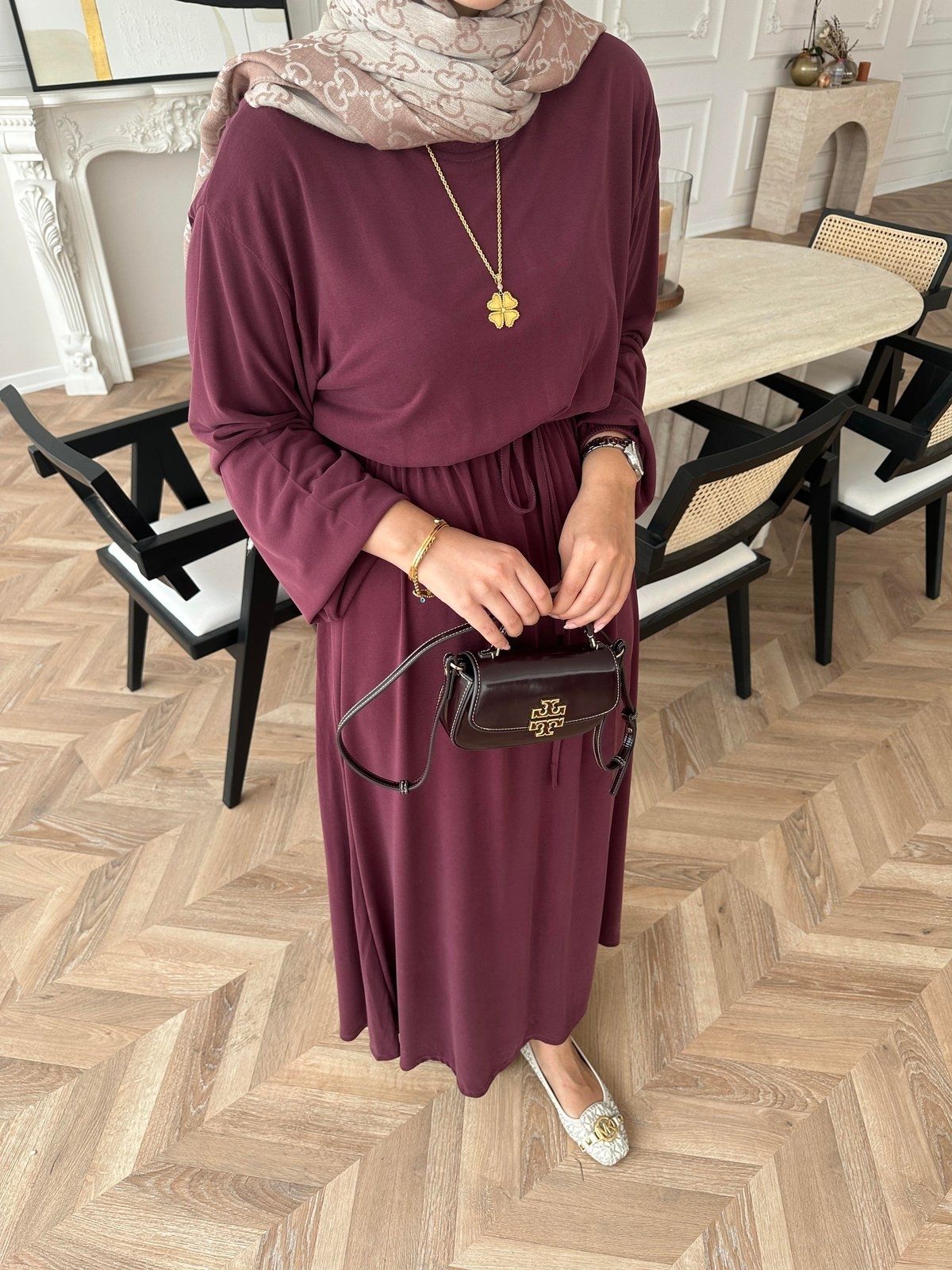 Liona Modal Elbise BÜYÜK BEDEN L100261 – Bordo - Görsel 2